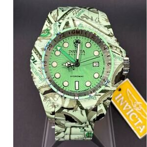 Invicta 34649 Men's Reserve Hydromax Swiss GMT 1000M Green Cash Money NIBWT